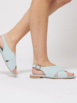 Immaculate Vegan - BLOOM Vegan Suede Crossover Slingback Sandals | Barbados Blue