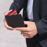 Immaculate Vegan - Canussa Slim Bifold Vegan Leather Wallet | Black & Red