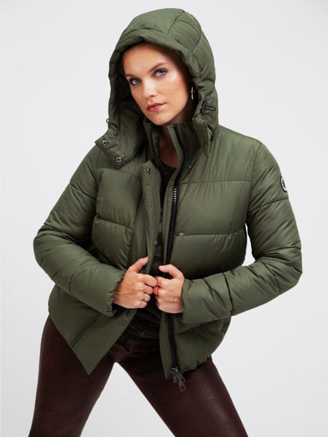 Khaki green hotsell puffer jacket women's