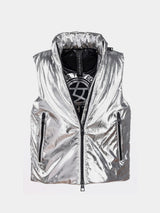 Immaculate Vegan - CULTHREAD VEGAN LEATHER silver sleeveless puffer jacket L
