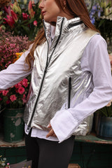 Immaculate Vegan - CULTHREAD VEGAN LEATHER silver sleeveless puffer jacket