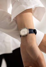 Immaculate Vegan - Cyssan CYS6 Stainless Steel & Silver Dial Watch | Navy Vegan Leather strap