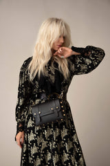 Immaculate Vegan - FRIDA ROME The WEEK/END Cactus Leather Vegan Studded Crossbody Bag | Black