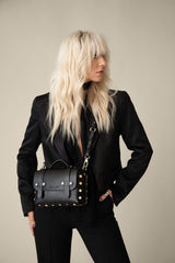 Immaculate Vegan - FRIDA ROME The WEEK/END Cactus Leather Vegan Studded Crossbody Bag | Black