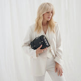 Immaculate Vegan - FRIDA ROME The WEEK/END Cactus Leather Vegan Studded Crossbody Bag | Black