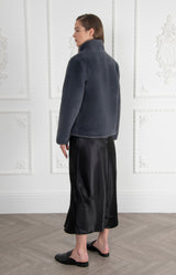 Immaculate Vegan - Issy London SIGNATURE Ava Recycled Faux Fur Jacket Slate Grey