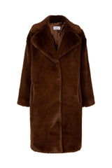Immaculate Vegan - Issy London SIGNATURE Greta Luxe Long Recycled Faux Fur Coat Chestnut Tan