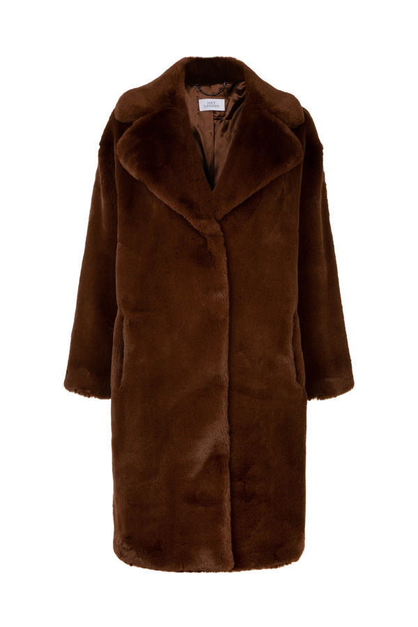 Issy London SIGNATURE Greta Luxe Long Recycled Faux Fur Coat Chestnut Tan