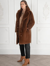 Immaculate Vegan - Issy London Signature Greta Luxe Long Recycled Faux Fur Coat | Chestnut Tan