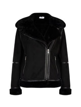 Immaculate Vegan - Issy London SIGNATURE Kate Recycled Faux Shearling Biker Jacket Black