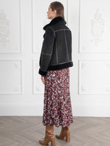 Immaculate Vegan - Issy London SIGNATURE Kate Recycled Faux Shearling Biker Jacket Black