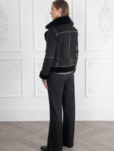 Immaculate Vegan - Issy London SIGNATURE Kate Recycled Faux Shearling Biker Jacket Black