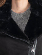 Immaculate Vegan - Issy London SIGNATURE Kate Recycled Faux Shearling Biker Jacket Black
