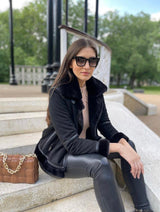 Immaculate Vegan - Issy London SIGNATURE Kate Recycled Faux Shearling Biker Jacket Black