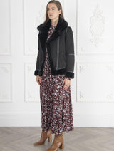 Immaculate Vegan - Issy London Signature Kate Recycled Faux Shearling Biker Jacket | Black