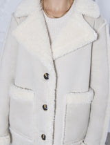Immaculate Vegan - Issy London WEEKEND Doris Recycled Faux Shearling Coat Natural Stone