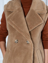 Immaculate Vegan - Issy London WEEKEND Rita Recycled Faux Shearling Gilet Camel