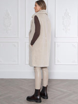 Immaculate Vegan - Issy London WEEKEND Rita Recycled Faux Shearling Gilet Natural Stone