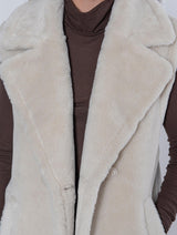 Immaculate Vegan - Issy London WEEKEND Rita Recycled Faux Shearling Gilet Natural Stone