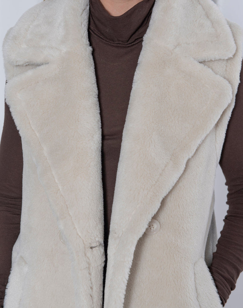 Issy London WEEKEND Rita Recycled Faux Shearling Gilet Natural Stone