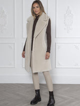 Immaculate Vegan - Issy London Weekend Rita Recycled Faux Shearling Gilet | Natural Stone