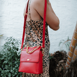 Immaculate Vegan - Mela Mona Apple Leather Crossbody Bag |  Lipstick Red Lipstick Red