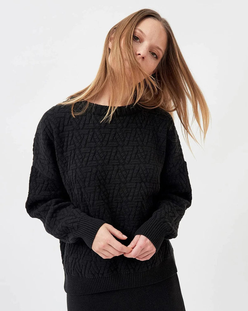 Mila.Vert Knitted Organic Cotton Triangle Jumper | Multiple Colours Black / M