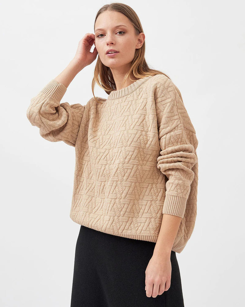 Mila.Vert Knitted Organic Cotton Triangle Jumper | Multiple Colours Sand / L