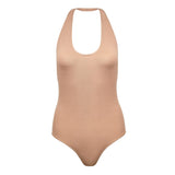 Immaculate Vegan - Organique Halterneck Bodysuit in Light Brown