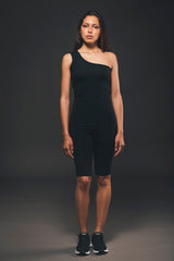 Immaculate Vegan - Organique One Shoulder Cycling Jumpsuit in Black