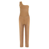 Immaculate Vegan - Organique One Shoulder Jumpsuit in Light Brown