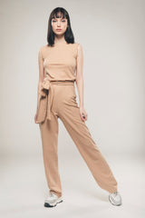 Immaculate Vegan - Organique Straight Leg Jumpsuit in Light Brown