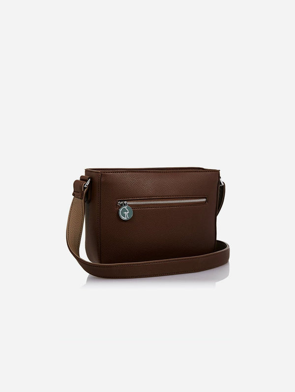 The Morphbag by GSK Cross-Body Vegan Handbag In Brown & Beige