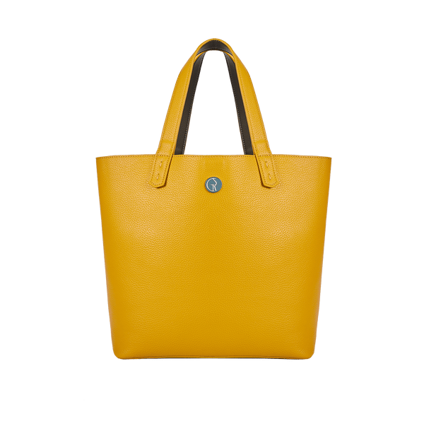 The Morphbag by GSK Reversible Vegan Leather Tote | Green & Mustard