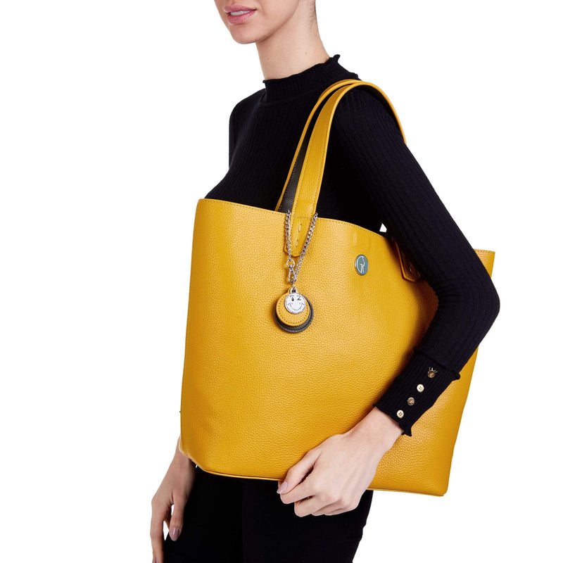 The Morphbag by GSK Reversible Vegan Leather Tote | Green & Yellow
