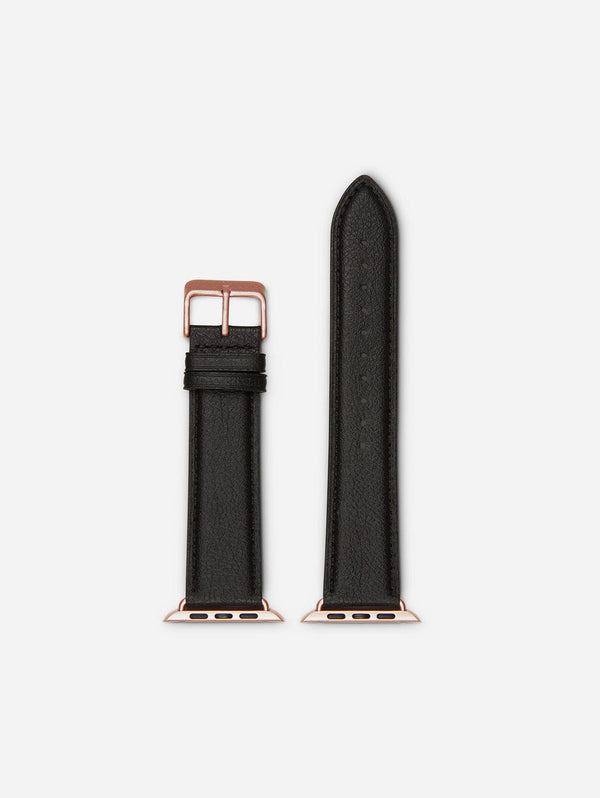 Votch Apple Compatible Apple Leather Vegan Watch Strap | Black & Rose Gold 42/44mm
