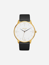 Immaculate Vegan - Votch Aalto Gold & White Dial Watch | Black Vegan Leather Strap