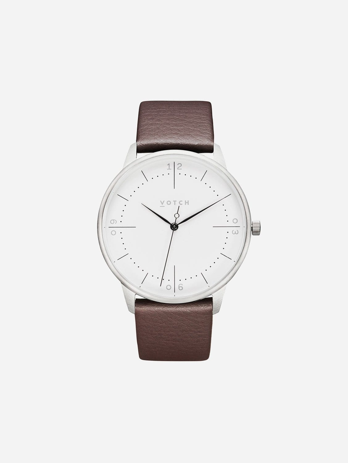 Aalto Watch with Silver White Dial Brown Vegan Leather Strap