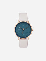 Immaculate Vegan - Votch Lyka Rose Gold & Blue Dial Watch | Light Grey Vegan Leather Strap