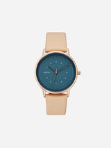 Immaculate Vegan - Votch Lyka Rose Gold & Blue Dial Watch | Sepia Vegan Leather Strap