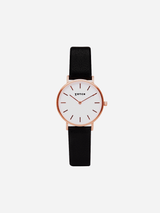 Immaculate Vegan - Votch Petite Rose Gold & White Dial Watch | Black Vegan Leather Strap