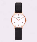 Immaculate Vegan - Votch Petite Rose Gold & White Dial Watch | Black Vegan Leather Strap