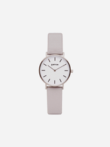 Immaculate Vegan - Petite Watch with Silver & White Dial | Light Grey Vegan Leather Strap