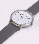 Immaculate Vegan - Moment Watch with Silver & White Dial | Slate Grey Vegan Leather Strap