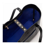 Immaculate Vegan - Watson & Wolfe Maddox Vegan Leather Tote Bag | Black & Cobalt Blue