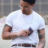 Immaculate Vegan - Watson & Wolfe Slim Vegan Leather RFID Protective Card Holder | Chestnut Brown