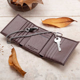 Immaculate Vegan - Watson & Wolfe Trifold Vegan Leather RFID Protective Wallet for Key Belt Chain | Chestnut Brown