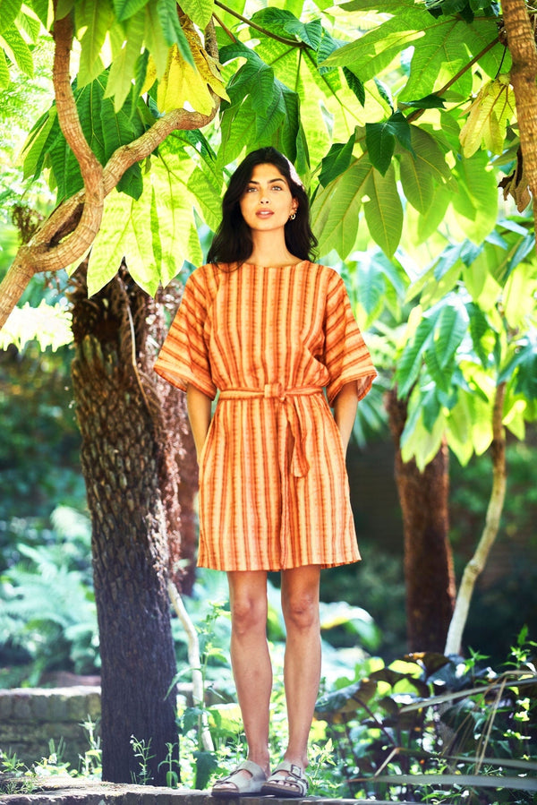 Komodo Azul organic cotton weave stripe dress