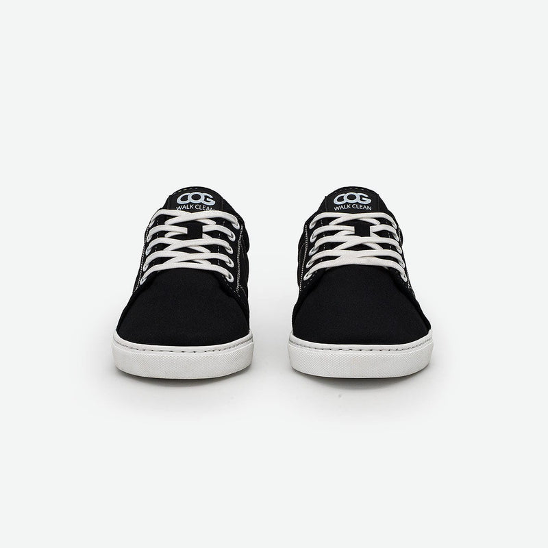 COG Gaia Unisex Recycled Canvas Vegan Sneakers | Black & White UK2.5 / EU35 / US4.5