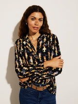 Immaculate Vegan - Baukjen Willow  Lenzing™ Ecovero™ Viscose Printed Blouse | Navy Texture